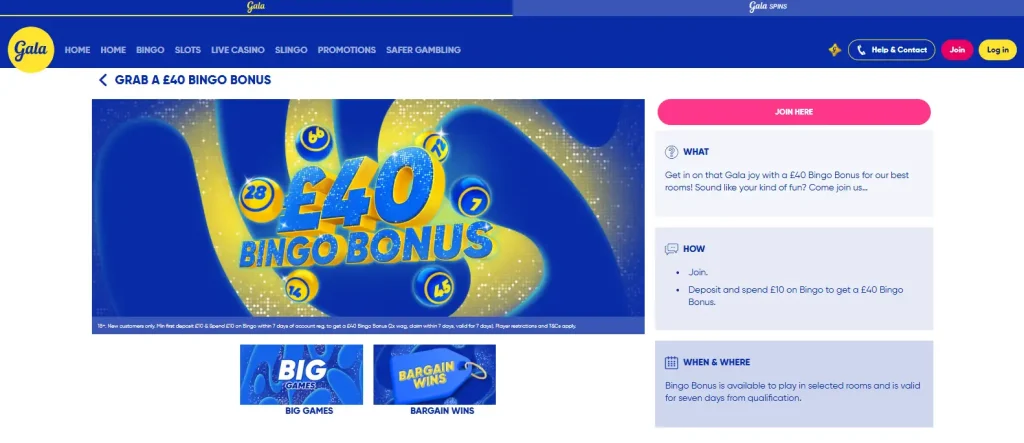 Gala Bingo welcome offer terms page